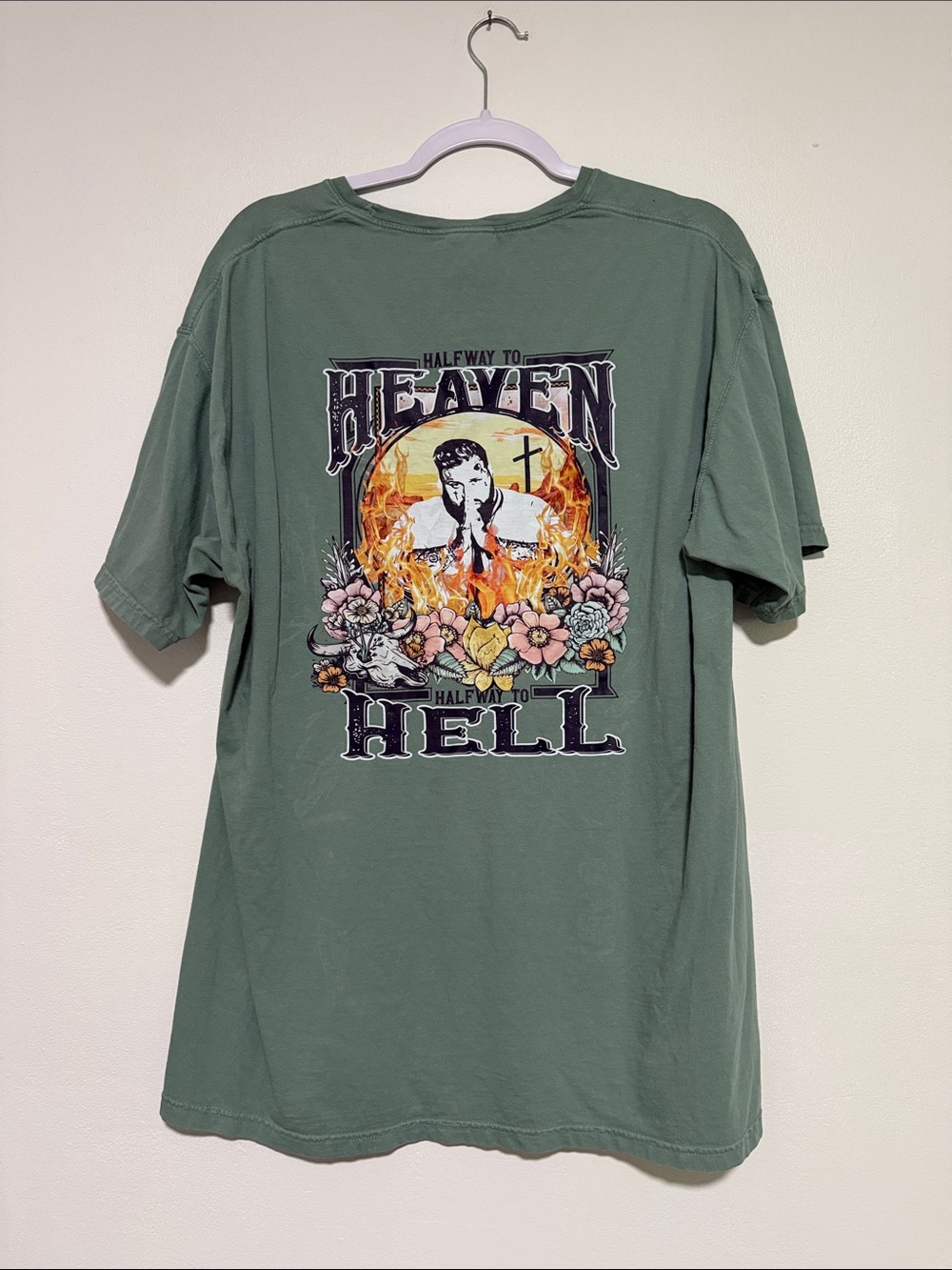 Jelly Roll Sage Green Short Sleeve Graphic Tee - Heaven & Hell